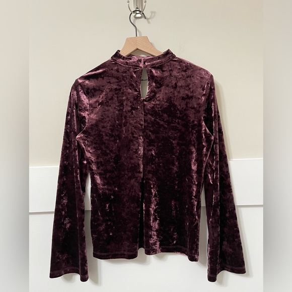 Sanctuary Velvet Texture Flare Sleeves Fall Inspired Plum Blouse Size Small - Picture 6 of 10
